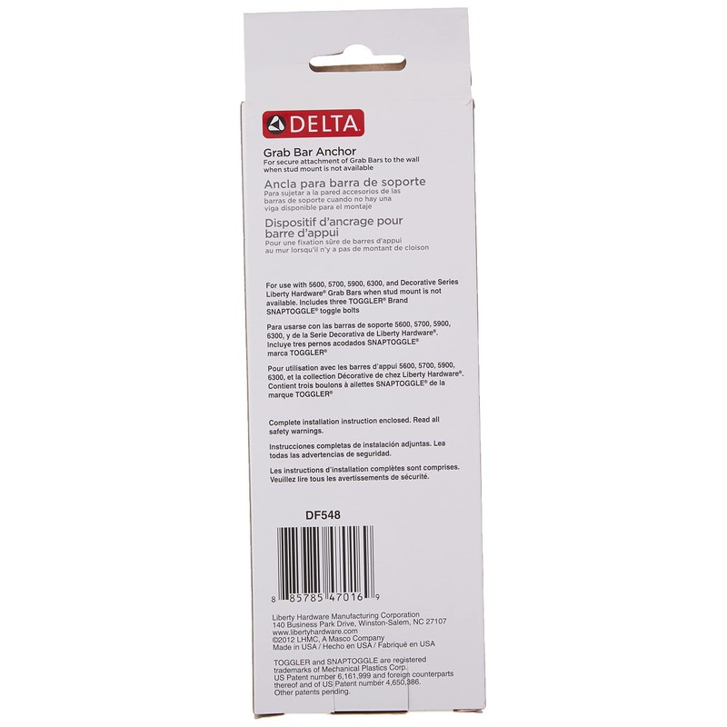 DELTA FAUCET Liberty Hardware DF548 Hollow Wall Grab Bar Anchor