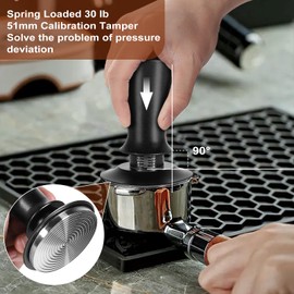 Espresso Accessories Kit 51mm, Coffee Tamper with Spring Loaded Calibration, 316 Stainless WDT Tool with Magnetic Stand and Dosing Funnel Set Fits Espresso Machine Press and 51mm Portafilters