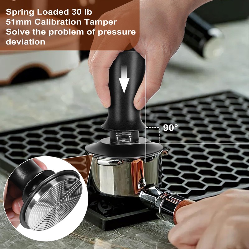 Espresso Accessories Kit 51mm, Coffee Tamper with Spring Loaded Calibration,