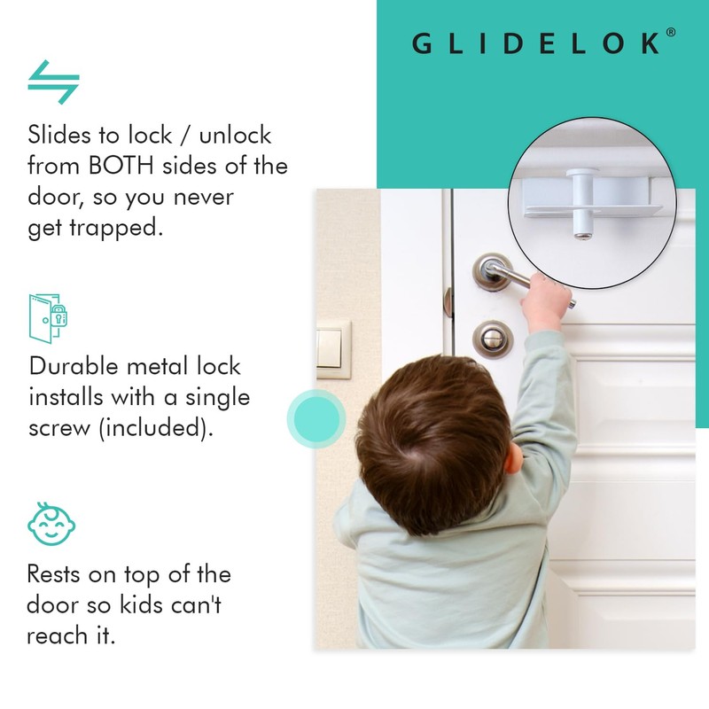 2 Pack – GlideLok Child Safety Door Top Lock |