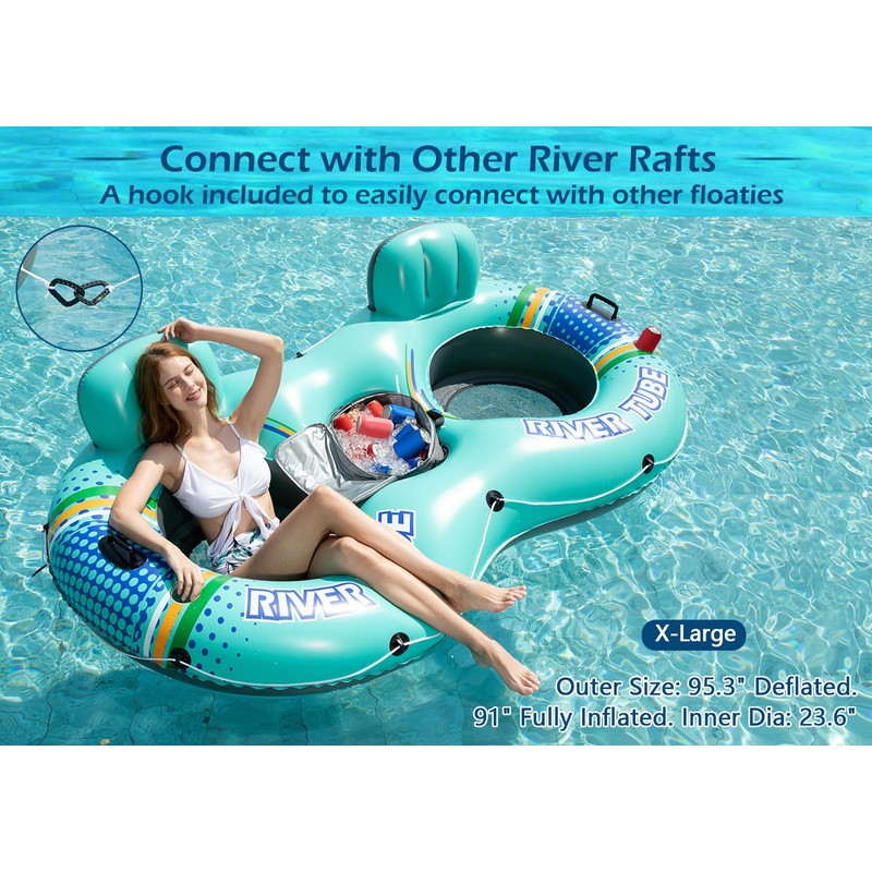 Jasonwell Heavy Duty 2 Person Inflatable River/Pool Tube Float with