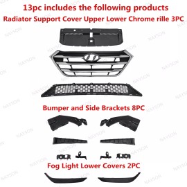 NAYSON 13PC For Tucson 2016-2018 Front Upper Lower Grille Bumper Retainer Side Brackets
