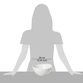 Omada Design Salad Bowl for Pasta and Salad, Bowl Made of Two-Tone Durable Plastic, Trendy Line, 26 cm Diameter, 3.5 Litre Capacity, Suitable for Dishwasher, White