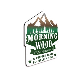 Morning Wood Campground Magnet – 5-Inch Vinyl Fridge Magnet – Funny Camping Gag Gift for Men – Perfect for Locker, Toolbox, RV, or Tent Decor - KCM0231