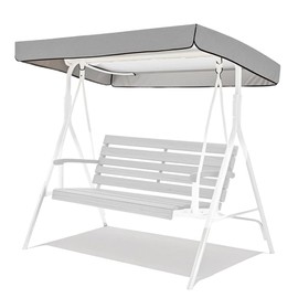 Ruioomeep Housse de Toit Résistante Pour Balancelle 3 Places, Canopée Pour Balancelle de Jardin, en Tissu Oxford, Pour Patio, Pelouse, Jardin, Hors Cadres-213 x 122 x 18/23 cm (Grey)