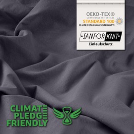 Studio Basic Fitted Sheet 160 x 200 cm, 100% Combed Cotton, Oeko-Tex 100, Brand Quality, Flat Sheet 160 x 200 cm for All Standard Mattresses up to 25 cm Height, Grey