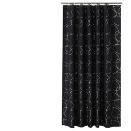 Sfoothome Polyester Fabric Shower Curtain Waterproof/No Mildews Bathroom Shower Curtains,Black Siliver Circle (90 * 180 CM)