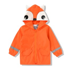 YOUNGER TREE Toddler Baby Boy Girl Fox Raincoat Cute Cartoon Hoodie Zipper Coat Outfit (Orange, 24 Months)