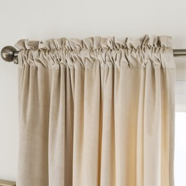 PLEASANT BOULEVARD Velvet Curtains [2 Panels] Heavy Blackout Window Drapes with Rod Pocket, Thermal Insulated Darkening Curtains for Living Room, Bedroom, & Home Decor (52" W x 95" L, Beige)