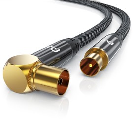 CSL - 3 m antenna cable angled with braiding 8k 4k HDTV - 3 m antenna cable - 90° angle to plug straight - HDTV 75 Ohm - suitable for TV HDTV radio DVB-T2 DVB-S DVB-S2, angled plug