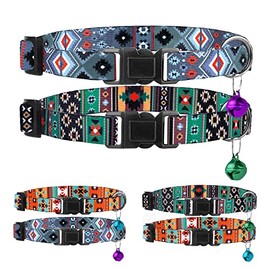 Cat Collar Breakaway 2PCS Adjustable Pattern Tribal Aztec Southwest Safety Pet Collars for Cats Kitten (Aztec + Tribal)