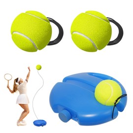 Jomdjmskes Tennis Trainer, Trainer Tennis Trainer Set, Baseboard Set with 2 Rebound Balls, Self-Study Exercise Training Tool, Tennis Training Equipment, Tennis Ball Practice for Solo Training Adults