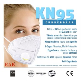 EAB Mascarilla Kn95 Con Válvula (20 Piezas) Certificados