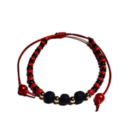 Handmade Azabache Amulet Santería Babalawo Iyawo Orisha 14K Gold Adjustable Bracelet for Protection (Eleggua)