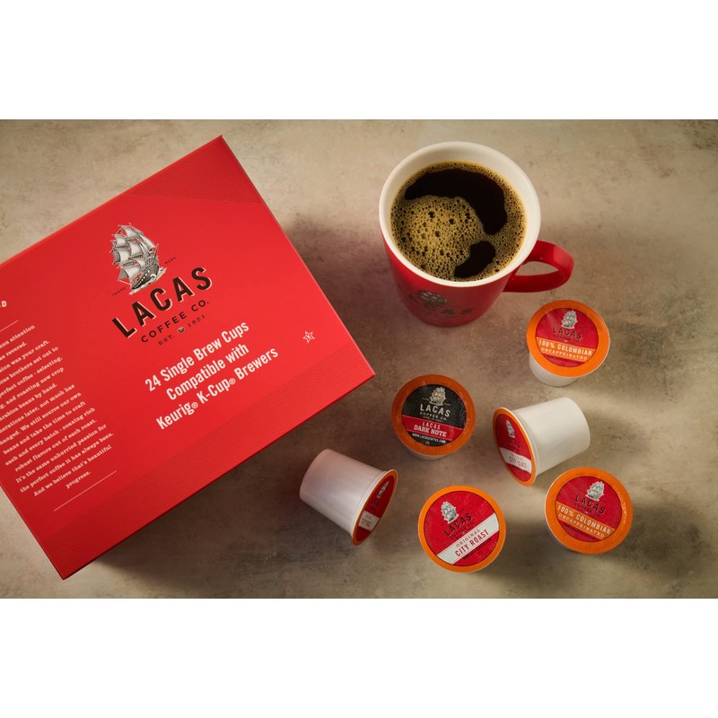 Lacas Coffee 100% Colombian Decaf Single Serve Cups, Compatible with