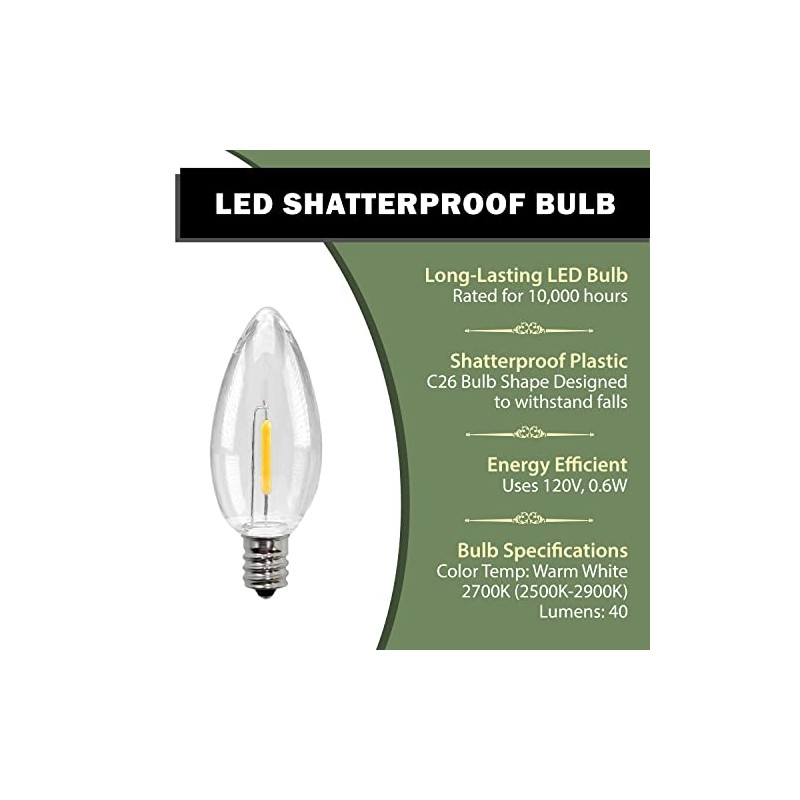 612 Vermont Shatterproof LED Window Candle Replacement Bulbs, Warm White