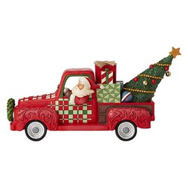 Enesco Jim Shore Country Living Santa in Red Pickup Truck Figurine, 6.8 Inch, Multicolor