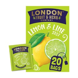 London Fruit & Herb Lemon & Lime Zest Tea, Caffeine-Free, 20 Teabags – Refreshing Citrus Blend, Naturally Flavored (Pack of 6)