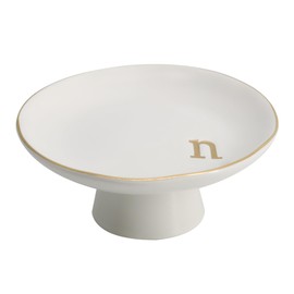 COLLECTIVE HOME - Ceramic Jewelry Tray, Decorative Monogram Jewelry Dish, Luxurious Trinket Tray with High Base, Birthday Mother's Day for Women (n)