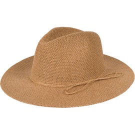 styleBREAKER Damen Panama Sonnenhut mit dünnem Hutband, Strohhut, Schlapphut, Sommerhut, Fedora Hut 04025040, Farbe:Braun