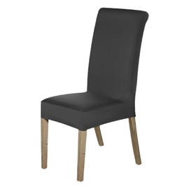 High-Back Chair Covers for Dining Room Chairs – Spandex Stretch, Universal Armless Chair Protective Slipcover, Removable & Washable for Kitchen, Wedding, Party, Banquet & Hotel, Dark Grey, Pack of 4