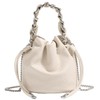 HIKKER-LINK Women's Handbag, Drawstring Bucket Bag: PU Leather, Cross-body Shoulder,