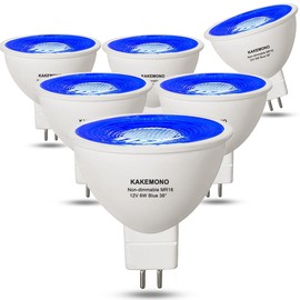 KAKEMONO Blue MR16 GU5.3 Led Bulbs 6W Replace 50W Halogen,12V MR16 Blue Color Bulb Spotlights for Outdoor Landscape Yard Garden Tree Pool Lighting,6 Pack