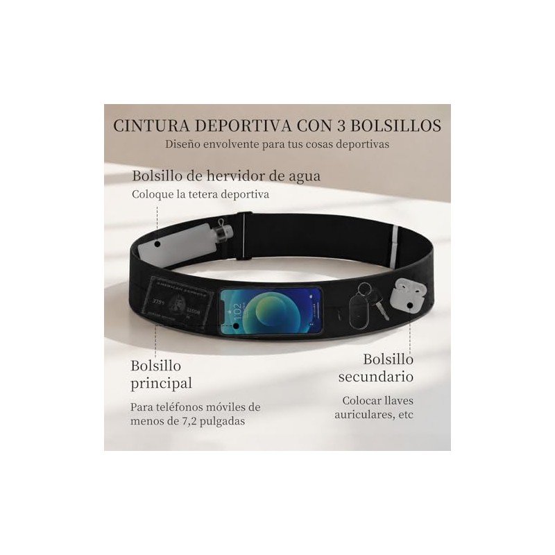 Cangurera para Correr con Botella de Agua 330ml, Cinturón de