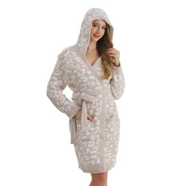 bearberry Hooded Robe Cozy In The Wild Robe Lightweight Soft Plush Bathrobe Sleepwear Nightgown with Pockets for Women(Stone/Cream)