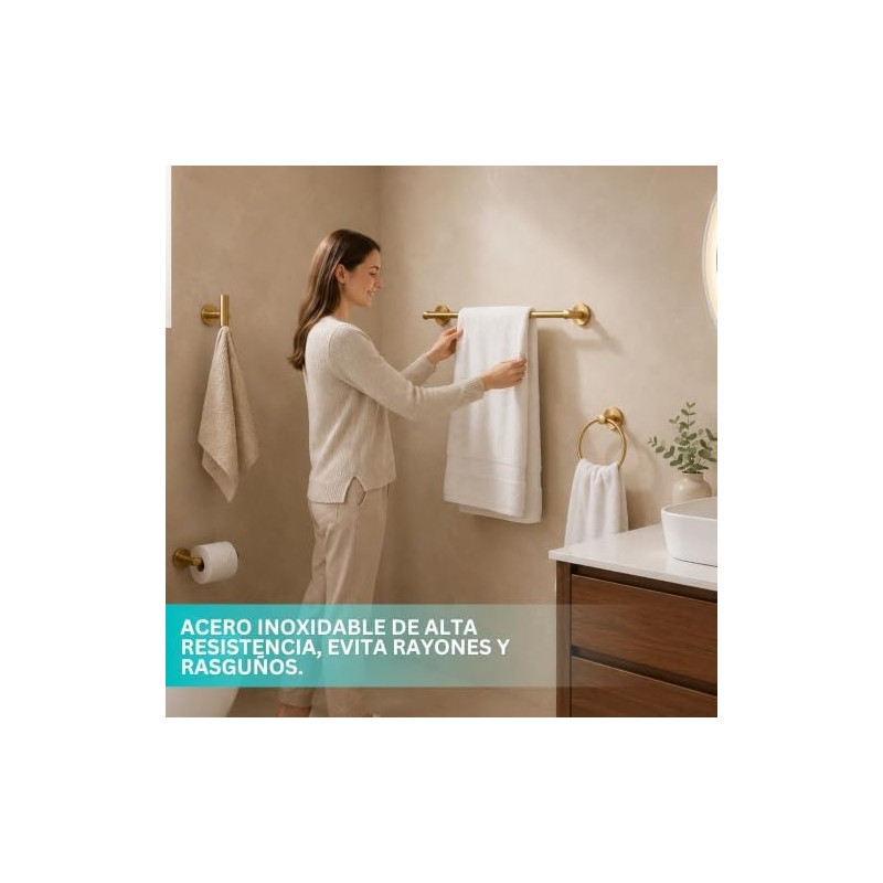 Juego de accesorios para baño 4 piezas – Acabado dorado,