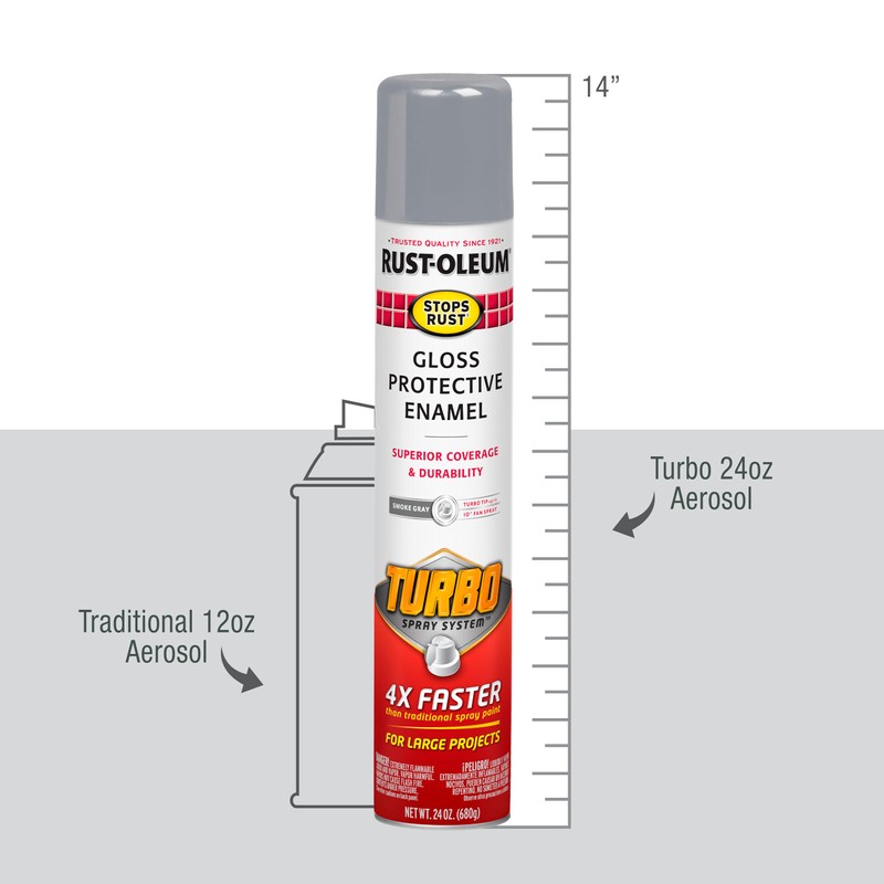 Rust-Oleum 393377 Stops Rust Turbo Spray Paint, 24 oz, Gloss