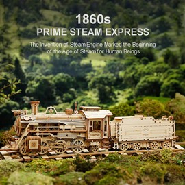 RoWood Model Train 3D Wooden Puzzle, Model Building Jigsaw Puzzle, DIY Train Wooden Model Kit, Wooden Car Kit for Teens and Adults