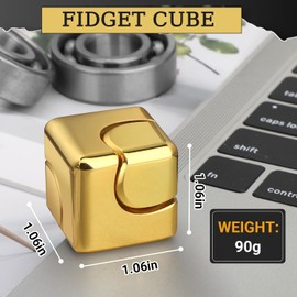Fidget Toy, Infinity Spinner Cube for Adults, Cool Gadgets Desk Office Toys Fingertip Gyro, Leisure Stress Relief Tabletop Toy as Gift for Kids/Teens/ADHD/Autism (Gold)
