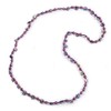 Avalaya Long Purple Glass and Shell Bead Necklace/ 106cm Long