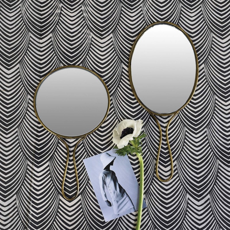 AREOhome 5010-14 Lena Round Hand Mirror, 10.5-inch Height, Brass,6 x