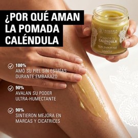 XAMANIA Pomada Cicatrizante con Caléndula, Cacao & Karité. Crema para Quemaduras, Eczema, Rozaduras, Tatuajes, Estrías y Cuidado de la Piel Seca. 100 