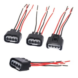 Nowkont 4 PCS Car Ignition Coil Plug Connector, Waterproof Socket with Pigtail Wiring Harness, Plug and Play Accessories, Compatible with Camry Corolla Reiz Corolla Camry Vios Highlander (Black)