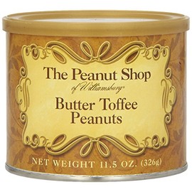 The Peanut Shop of Williamsburg Butter Toffee Toasted Williamsburg Virginia Peanuts, Handcooked , Gluten Free, Kosher Certified - 10.5 Oz Tin