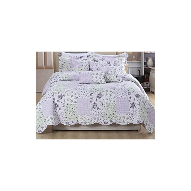 PRIME LINENS Luxury Quilted Patchwork Bedspread Bed Throw 3 Piece