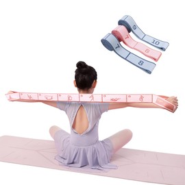 Kids Stretch Bands Dance Stretching Straps for Children New Elastic Band Can Write The Name Number Segment 8/10 Grids Yoga Straps Dance Resistance Belt Exercise Pilates Accessories (Pink, 10 Grids)