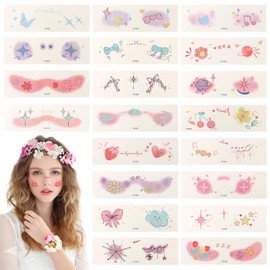 LALASTYLE 20PCS Makeup Face Temporary Tattoos,Glitter Face Art Tattoo Stickers for Parties,Makeup Party Stage Temporary Tattoo Stickers, Costume Party Musical Festivals
