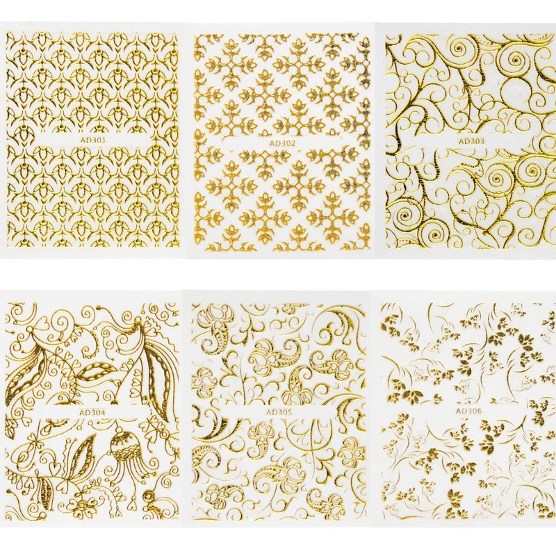 Set of 20 Lace Flowers 3D Nail Stickers, Nail Art,
