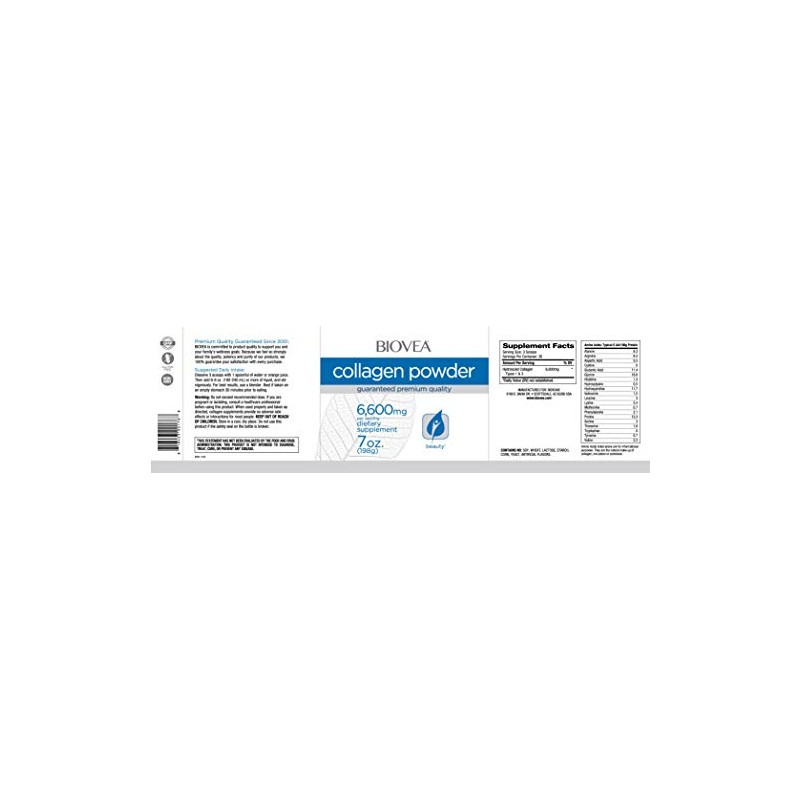 BIOVEA PÉPTIDOS DE COLÁGENO EN POLVO 6,600mg (7oz) 198g