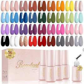 Beautpal 40 PCS Gel Nail Polish Set All Seasons Collection 36 Colors Gel Polish 7ml Popular Nude Pink Pastel Nail Polish Starter Kit for Nail Art DIY at Home