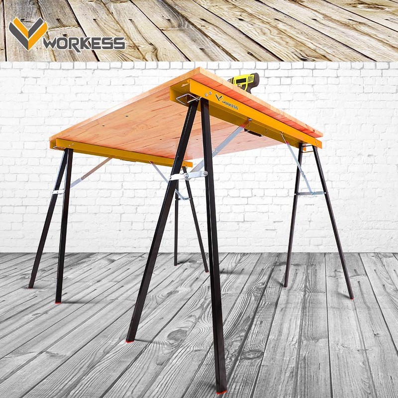 WORKESS Saw Horses 2 Pack Folding, Portable Saw Horses Heavy