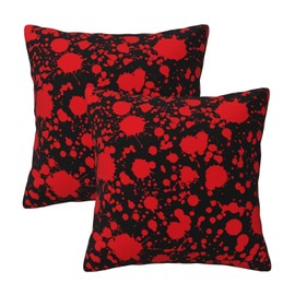 Classic Horror Blood Splatter Black Red 2 Pack Throw Pillow Covers Square Sofa Cushion Cover Home Living Room Bedroom Bed Pillow Case Office Waist Protection Pillow Covers Car Lumbar Pillow Cover