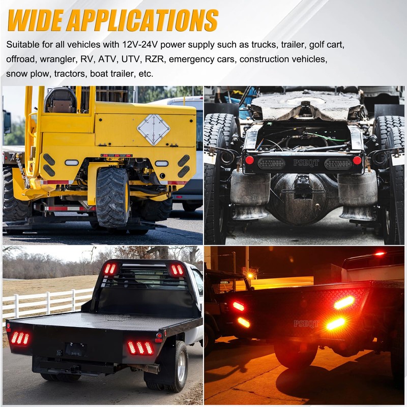 PSEQT 6'' Strobe Flash+High/Low Lights 3 Function Red LED Trailer