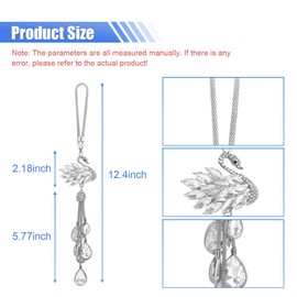 Bling Swan Crystal Rhinestone Car Mirror Hanging Ornament, Double Sided Decorations Pendant for Women Girls (White)