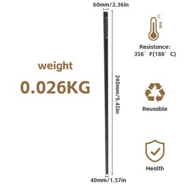 Chinese Chopsticks, 5 Pairs Chopsticks for Eating, Chopsticks Dishwasher Safe, Reusable, Black Legie Rung Non-Slip for Chinese Cuisine, Japanese Sushi (24 cm)