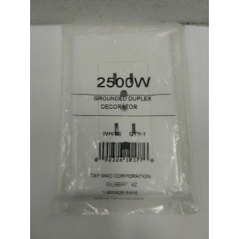 TayMac  2500W Decorator Wall Plate for Grounded Duplex Receptacle, White(16C1
